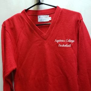 Aquinas College Basketball size med/36 vintage East-Tenn vneck sweater pullover